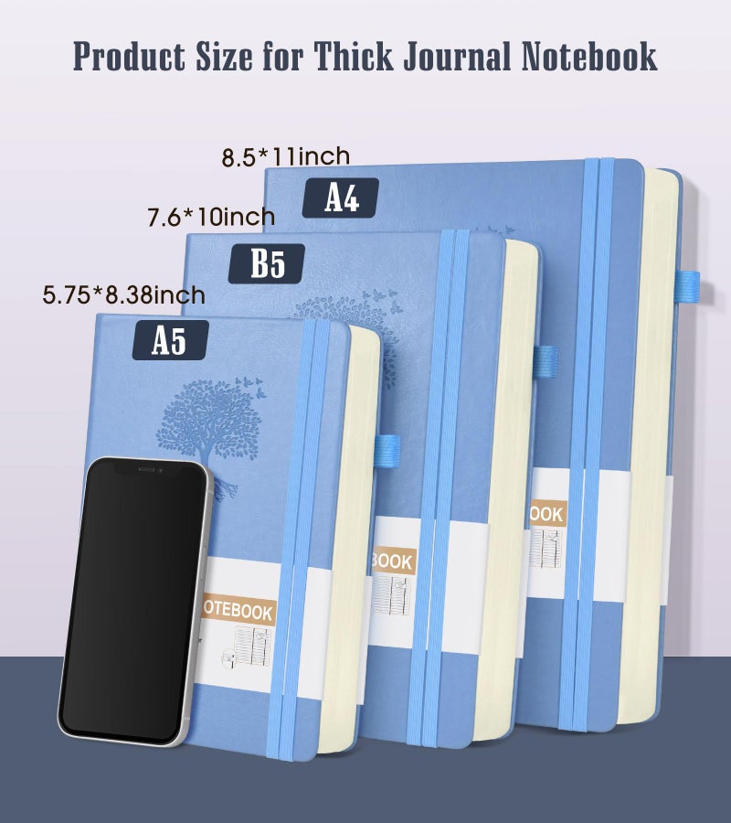 Ansopu Lined Journal Notebook -365 Pages A5 Thick Journals for Writing College Ruled Notebook  Hardcover Leather Journal for Women Men  Daily Journal Notebook for Work  Note Taking  100Gsm Lined Paper ( 5.75'' X 8.38'' Blue) - Image 2